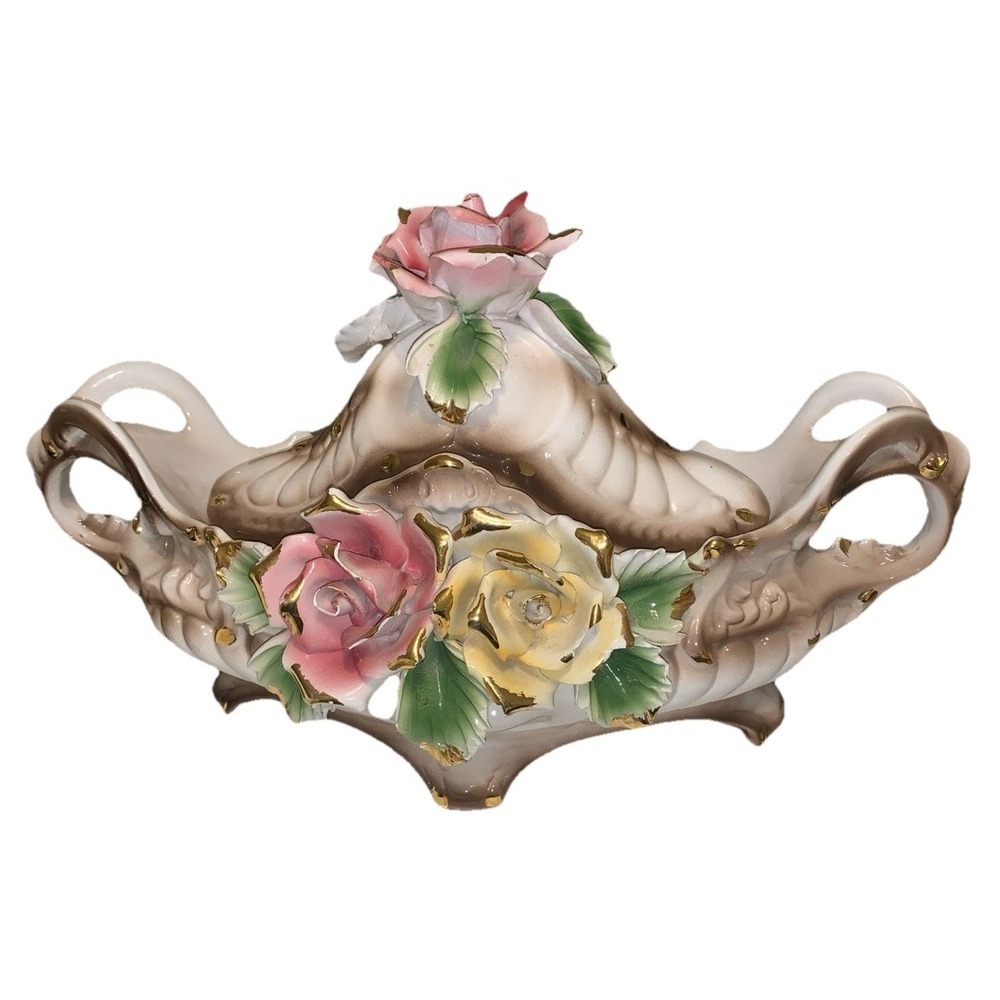 Beautiful ANTIQUE LG 18 INCH CAPODIMONTE CENTERPIECE Small Details Last Photo